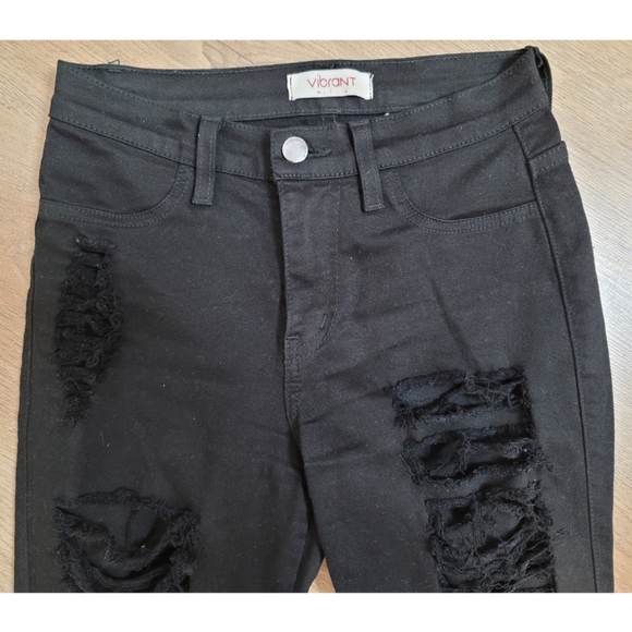 Vibrant m.i.u black mid rise ripped skinny jeans size 3 (W25) - Picture 2 of 6